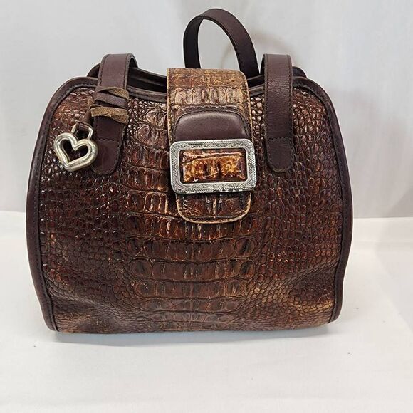 BRIGHTON Brown Crocco Embossed Strap Over Shoulder Bag - Picture 5 of 15